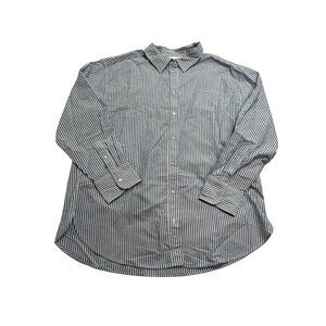 H&M Oxford Button Front Shirt in Blue White Stripe